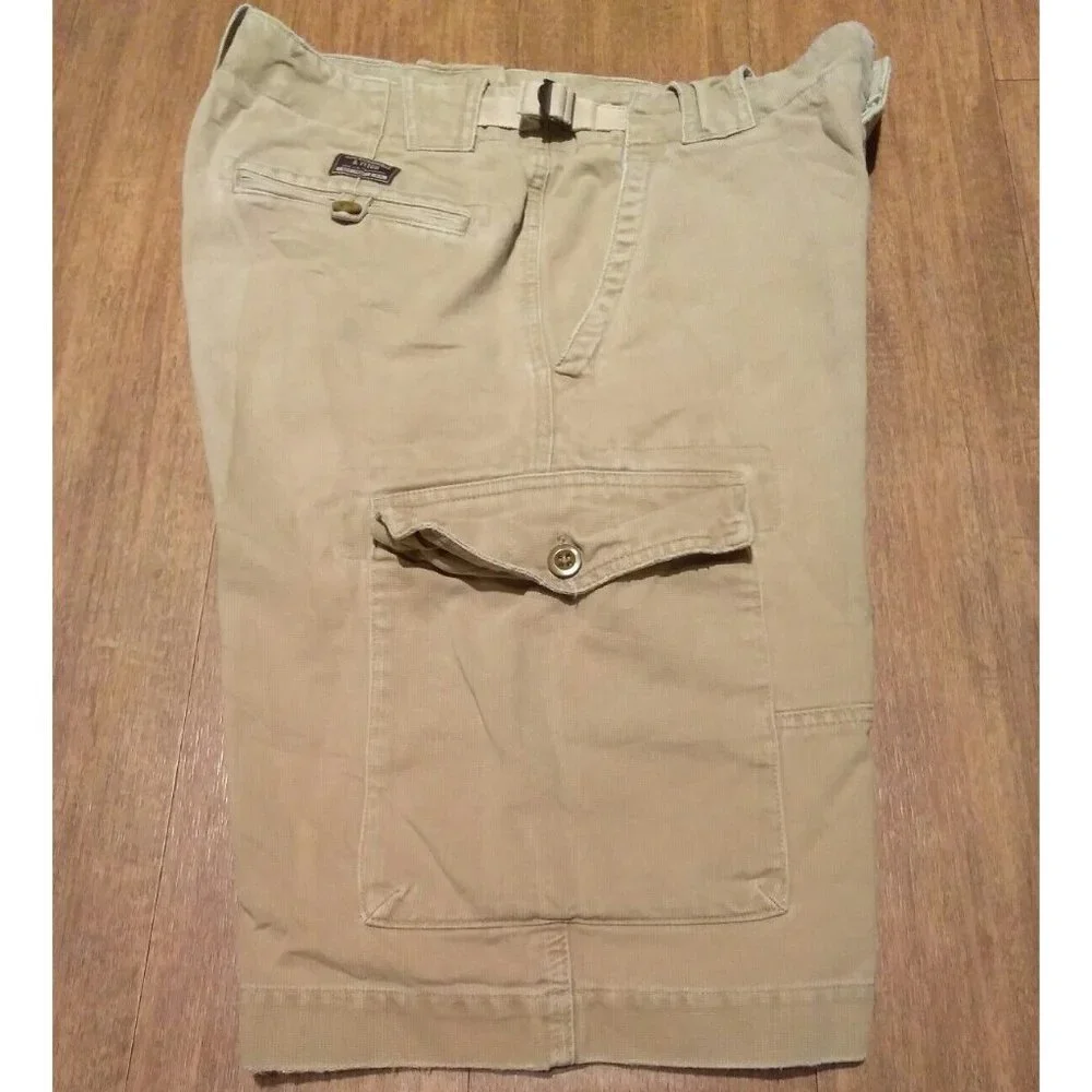 Abercrombie & Fitch Mens Cargo Shorts sz 30 Khaki Brown Textured with Button Fly